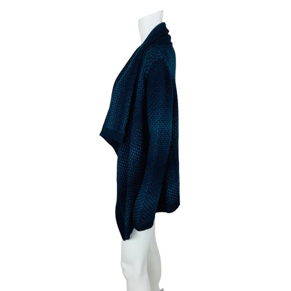 Coldwater Creek Cardigan Women's M 10-12 Blue Gradient Wool Blend Draped Open - Picture 8 of 9